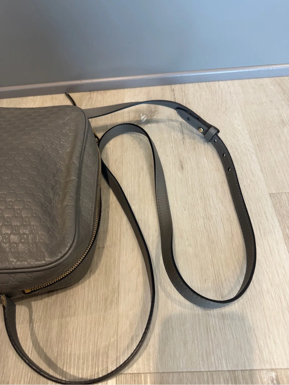 Gucci Guccissima Bree Disco Crossbody Bag Grey